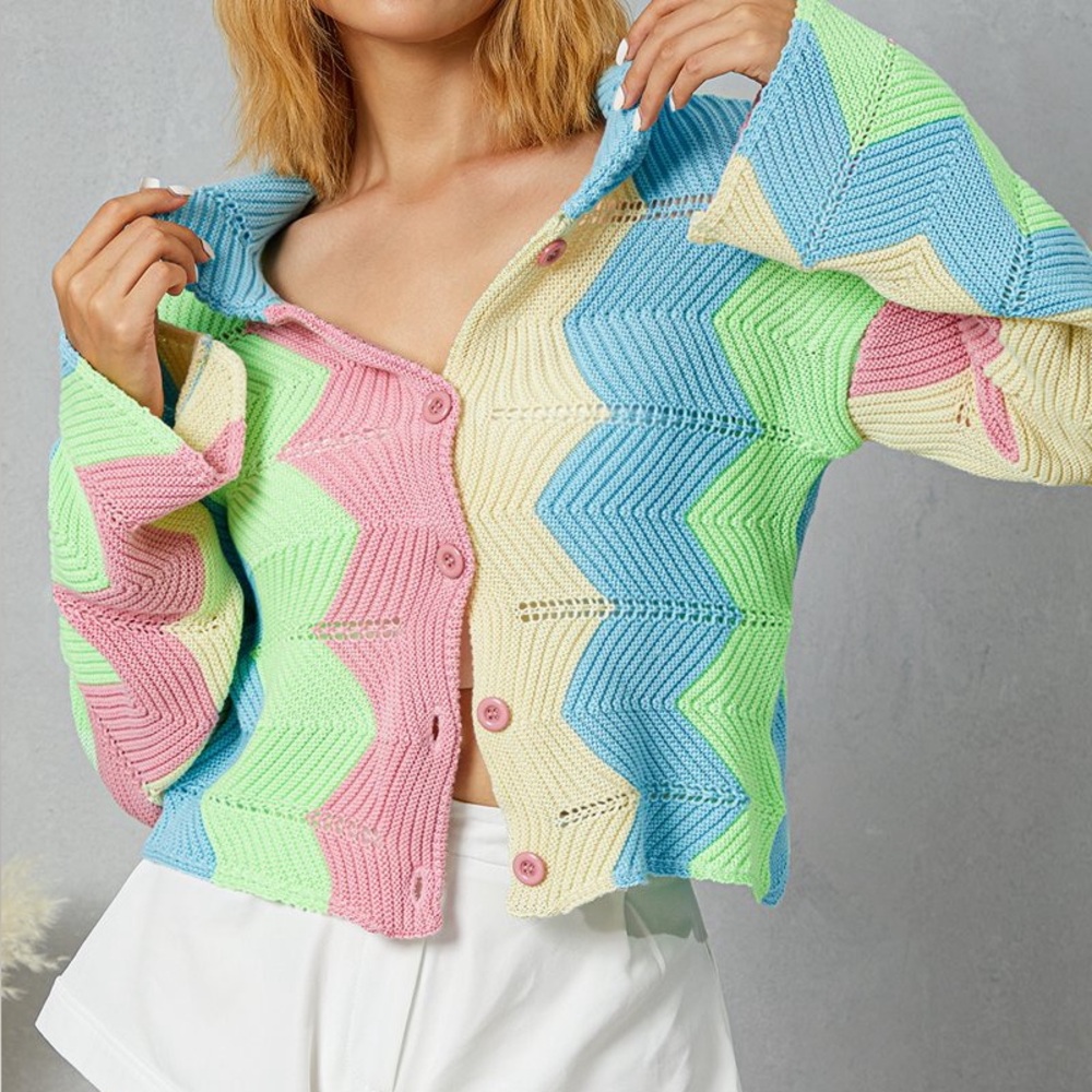 Colorful Chevron Knit Sweater